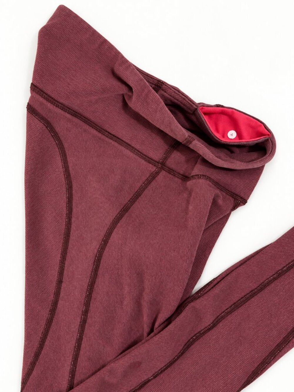 lululemon Burgundy Full Length Leggings Size 4 Tiny Hole